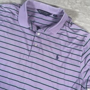 Polo Golf Ralph Lauren Shirt Men's Large Purple Striped Pima Soft Touch Polo‎